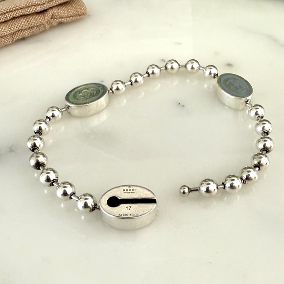 GUCCI 753442 Silver Bracelet Boule Tag 3 Color Chain - Picture 6 of 9